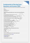 Fundamentals of Nursing Exam Questions and Answers 2024&period;