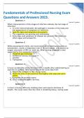 Fundamentals of Professional Nursing Exam Questions and Answers 2023