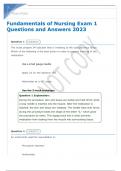 Fundamentals of Nursing Exam 1 Questions and Answers 2023.