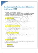 Fundamentals in Nursing Exam 3 Questions and Answers 2023.
