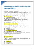 Fundamentals in Nursing Exam 3 Questions and Answers 2023&period;
