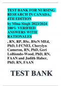 TEST BANK FOR NURSING RESEARCH IN CANADA&comma; 4TH EDITION by Mina Singh 2023&sol;2024  100&percnt; VERIFIED  ANSWERS WITH  RATIONALES &comma; RN&comma; RP&comma; BSc&comma; BScN MEd&comma; PhD&comma; I-FCNEI&comma; Cherylyn Cameron&comma; RN&comma; PhD&comma; Geri LoBiondo-Wood&comma; PhD&comma; RN&comma; FAAN and Judith Haber&comma; PhD&comma; RN&comma; FAAN