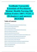 TestBank-VarcarolisEssentials-of-PsychiatricMental- Health-Nursing-5th Edition Fosbre-100% PASS (1 -28chapters) and answers  2023/2024