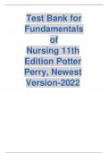 Test Bank for Fundamentals of Nursing 11th Edition Potter Perry (2023/2024) / 9780323810340 / Chapter 1-50 Complete Questions and Answers A+