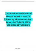 Test Bank-Foundations of Mental Health Care 8TH Edition by Morrison-Valfre - latest -2023-2024 100% VERIFIED RATIONALES 
