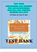 TEST BANK PHILOSOPHIES AND THEORIES FOR ADVANCEDNURSING PRACTICE 100% VERIFIED  ANSWERS 2023/2023