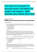 Test Bank For Concepts For Nursing Practice 3rd Edition By Giddens All Chapters  100% VERIFIED SOLUTIONS 2023/2024 