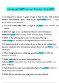 California DMV Permit Practice Test Questions With Complete Solutions