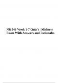 NR 546 Week 1-7 Quiz’s | Midterm Exam With Answers and Rationales