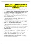 NFPA 1031 - Fire Inspector 1 Questions with 100% Correct Solutions