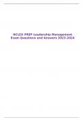 NCLEX PREP Leadership Management Exam Questions and Answers 2023-2024