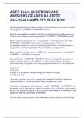 ACRP Exam QUESTIONS AND  ANSWERS GRADED A LATEST  2023/2024 COMPLETE SOLUTION