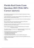 Florida Real Estate Exam Questions 2023 &lpar;With 100&percnt; Correct Answers&rpar; A&percnt; VERIFIED&period;