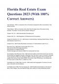 Florida Real Estate Exam Questions 2023 &lpar;With 100&percnt; Correct Answers&rpar; A&plus; GRADED