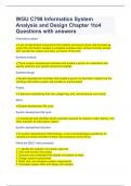 WGU C798 Informatics System Analysis and Design Chapter 1to4 Questions with answers