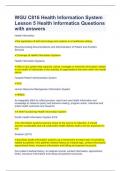 WGU C816 Health Information System Lesson 5 Health Informatics Questions with answers