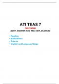 ATI TEAS 7 TEST BANK WITH ANSWER KEY AND EXPALANATION