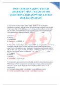 WGU C838 MANAGING CLOUD SECURITY FINAL EXAM OA 100 QUESTIONS AND ANSWERS LATEST |AGRADE