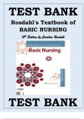 Complete Test bank for Rosdahl s Textbook of Basic Nursing 12th Edition by Caroline Rosdahl! RATED A+