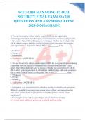 WGU C838 MANAGING CLOUD SECURITY FINAL EXAM OA 100 QUESTIONS AND ANSWERS LATEST &vert;AGRADE