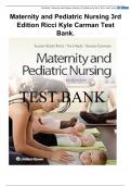 Maternity and Pediatric Nursing 3rd Edition Ricci Kyle Carman Test Bank.