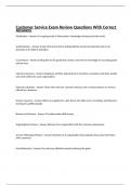 Customer Service Exam Review Questions With Correct Answers 