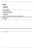 AQA A-LEVEL SOCIOLOGY 7192&sol;1 Paper 1  JUNE 2023 FINAL MARK SCHEME Education with Theory and Methods