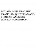 INDIANA MPJE PRACTISE EXAM&sol; 110&plus; QUESTIONS AND CORRECT ANSWERS 2023&sol;2024 &sol; GRADED A&plus;&period;