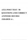 ATLS POST TEST &sol; 50 QUESTIONS AND CORRECT ANSWERS 2023&sol;2024