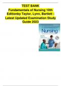 Test Bank for Fundamentals of Nursing 10th Edition Taylor (2023/2024)| 9781975168155 | Chapter 1-47 | Complete Questions and Answers A+