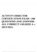 ACTIVITY DIRECTOR CERTIFICATION EXAM &sol; 200 QUESTIONS AND ANSWERS