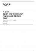 DESIGN AND TECHNOLOGY: FASHION AND TEXTILES 7562/1 Paper 1 Technical Principles Mark scheme