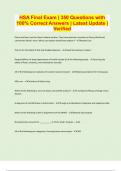 HSA Final Exam &vert; 350 Questions with 100&percnt; Correct Answers &vert; Latest Update &vert; Verified &vert; 41 Pages