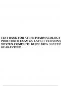 TEST BANK FOR ATI PN PHARMACOLOGY PROCTORED EXAM (26 LATEST VERSIONS) 2023/2024 COMPLETE GUIDE 100% SUCCESS GUARANTEED.