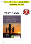 TEST BANK For Maternal-Child Nursing Care with The Women’s Health Companion Optimizing Outcomes for Mothers, Children, and Families, 2nd Edition, Susan L. Ward, Shelton M. Hisley | Verified Chapter's 1 - 49 | Complete