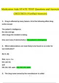 Medication Aide STATE TEST Questions with complete solutions