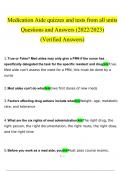 Medication Aide quizzes and tests from all units Questions with complete solutions