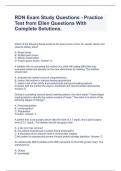 RDN Exam Study Questions - Practice Test from Ellen Questions With Complete Solutions&period;