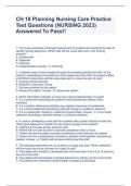CH 18 Planning Nursing Care Practice Test Questions &lpar;NURSING 2023&rpar; Answered To Pass&excl;&excl;
