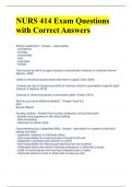 NURS 414 Exam Questions with Correct Answers