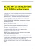 NURS 414 Exam Questions with All Correct Answers 
