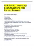 NURS 414 | Leadership Exam Questions with Correct Answers 