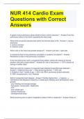 NUR 414 Cardio Exam Questions with Correct Answers 