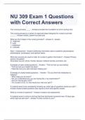 NU 309 Exam 1 Questions with Correct Answers 