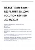 NC BLET State Exam - LEGAL UNIT SG 100%  SOLUTION REVISED  2023//2024