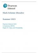  Pearson Edexcel GCE In Statistics (9ST0) Paper 01: Data and Probability Mark Scheme (Results) Summer 2023★★★★★