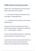 IC&RC Alcohol and Drug Counselor Questions & Answers 2023&lpar;A&plus;GRADED 100&percnt;VERIFIED&rpar;