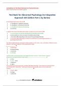 Test Bank for Abnormal Psychology An Integrative  Approach 6th Edition Part 1 by Barlow