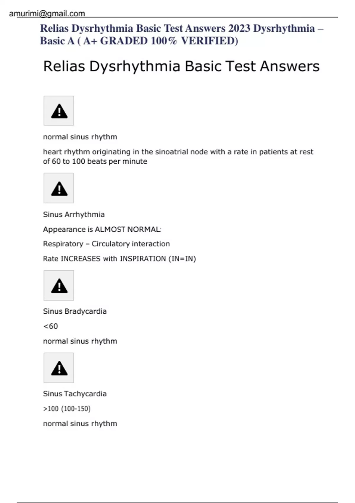 Relias Dysrhythmia Basic Test Answers 2023 Dysrhythmia Basic A ( A+