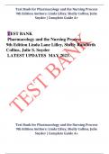 Test Bank for Pharmacology and the Nursing Process  9th Edition Authors: Linda Lilley, Shelly Collins, Julie  Snyder | Complete Guide A+  Test Bank for Pharmacology and the Nursing Process  9th Edition Authors: Linda Lilley, Shelly Collins, Julie  Snyder 